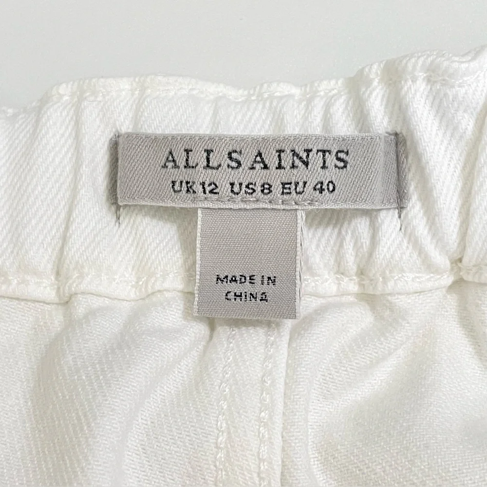 AllSaints Florence Cargo Jogger Pants Organic Twill Cotton Chalk White 8